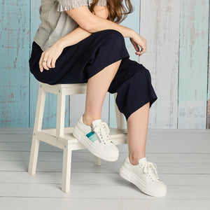 Diva: White Leather & Turquoise Multi Shoes Sole Bliss