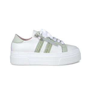 Diva: White Leather & Mint Raffia Shoes Sole Bliss