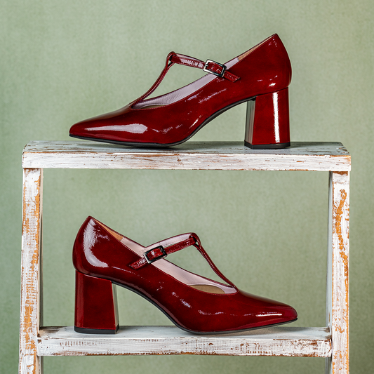 Drew: Bordeau Patent Leather Shoes Sole Bliss