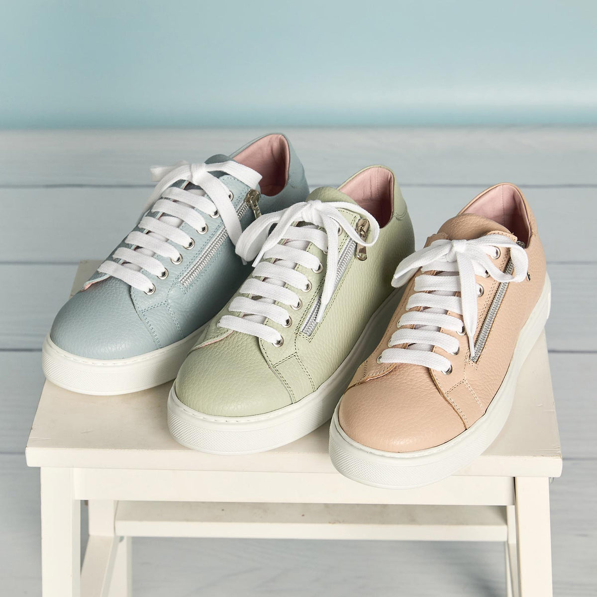 Feather: Mint Green Leather Shoes Sole Bliss