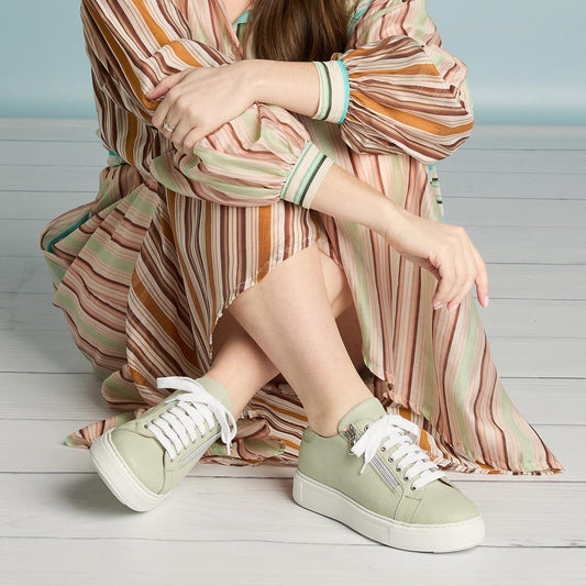 Feather: Mint Green Leather Shoes Sole Bliss