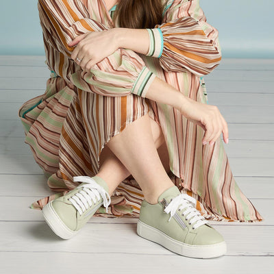 Feather: Mint Green Leather Shoes Sole Bliss
