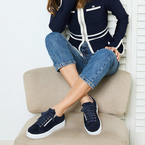 Feather: Navy Suede Shoes Sole Bliss