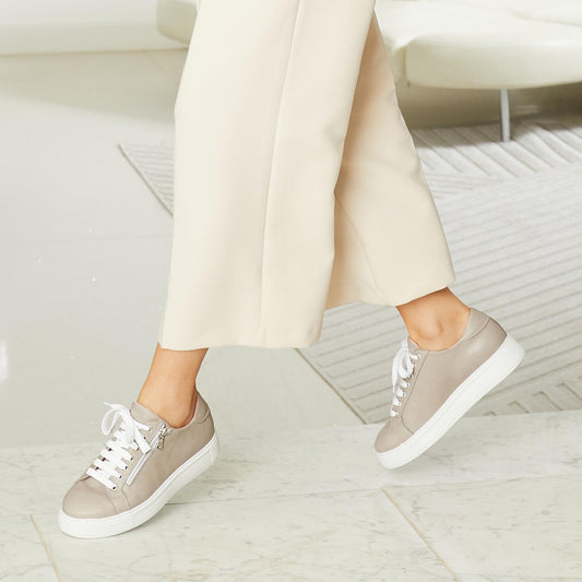 Feather: Taupe Leather Shoes Sole Bliss