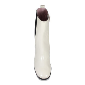Fern: Cream Patent Leather Boots Sole Bliss
