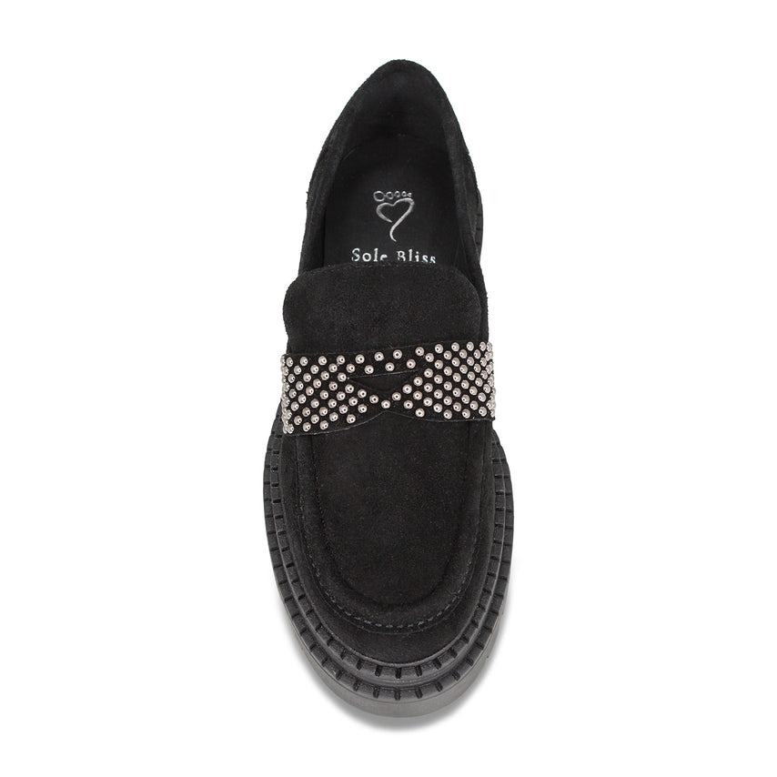 Fitz: Black Suede & Studs Shoes Sole Bliss