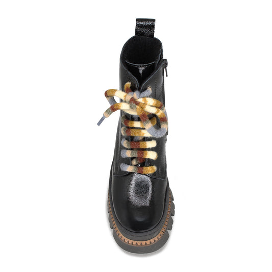 Fjord: Black Patent Leather & Wool Boots Sole Bliss