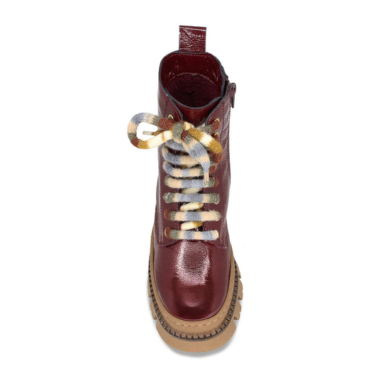 Fjord: Bordeau Patent Leather & Wool Boots Sole Bliss