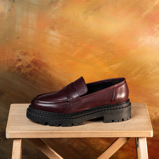 Flo: Plum Leather Shoes Sole Bliss