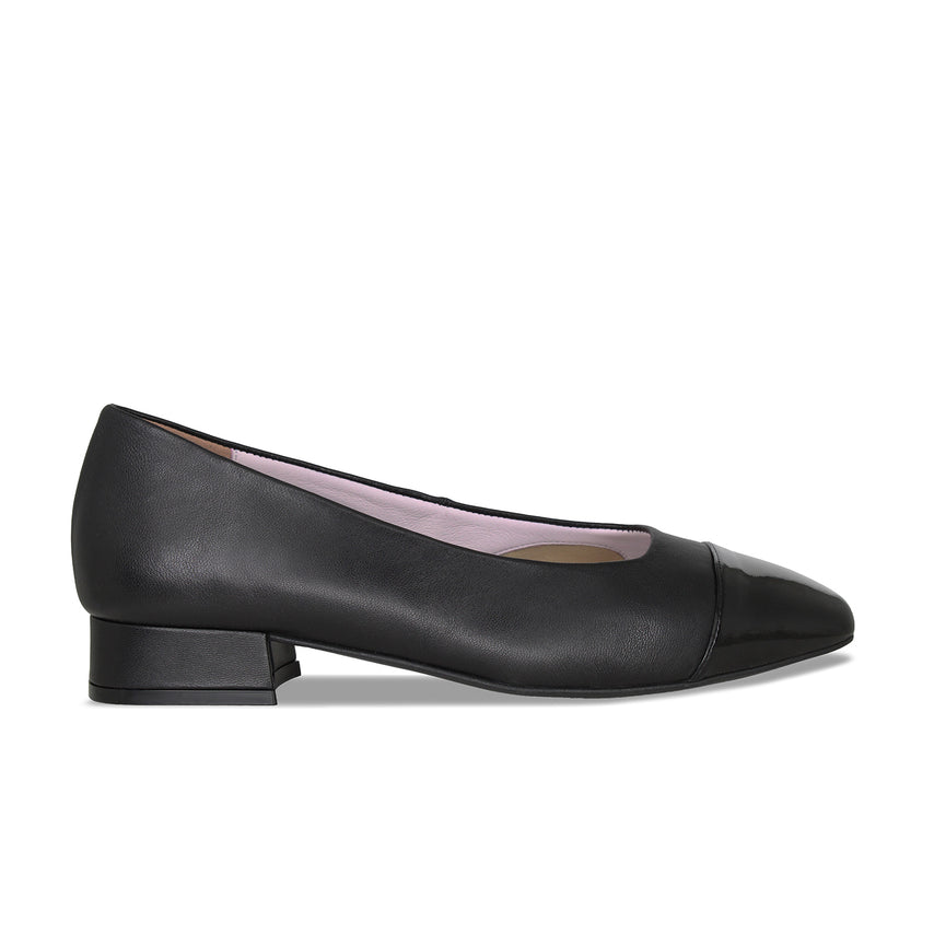 Fonda: Black Leather & Patent Shoes Sole Bliss