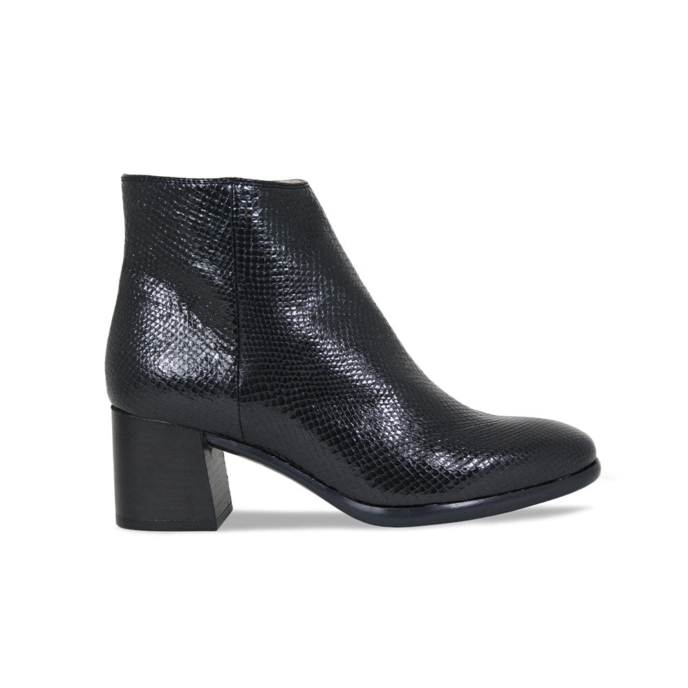Frankie: Black Snake - Dressy Ankle Boots for Bunions | Sole Bliss