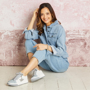 Galaxy: Pale Blue & White Leather Shoes Sole Bliss