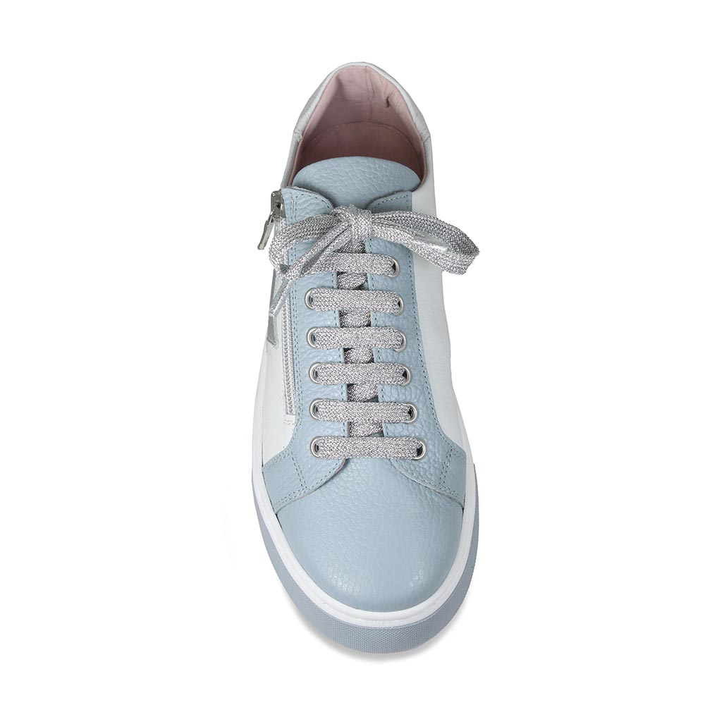 Galaxy: Pale Blue & White Leather Shoes Sole Bliss