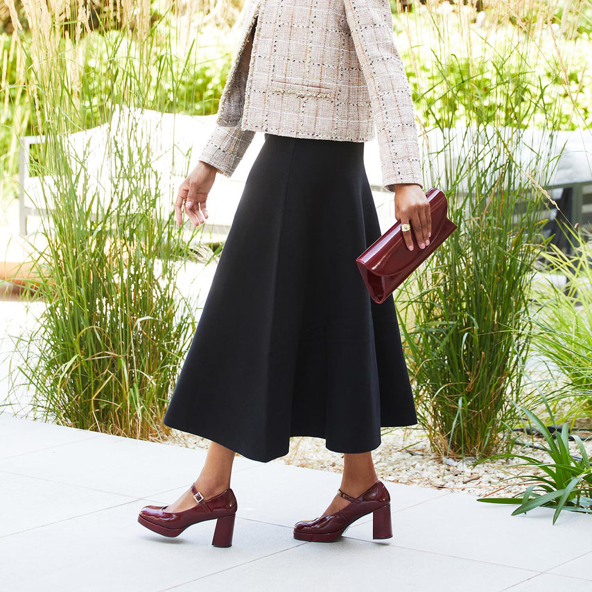 Gerri: Bordeau Patent Shoes Sole Bliss