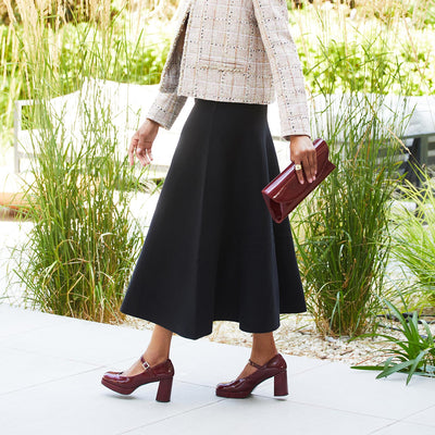 Gerri: Bordeau Patent Shoes Sole Bliss