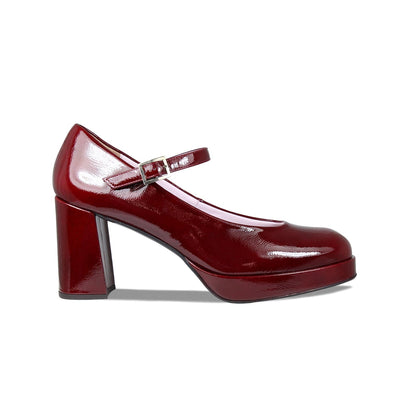 Gerri: Bordeau Patent Shoes Sole Bliss
