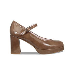Gerri: Mocha Patent Leather Shoes Sole Bliss