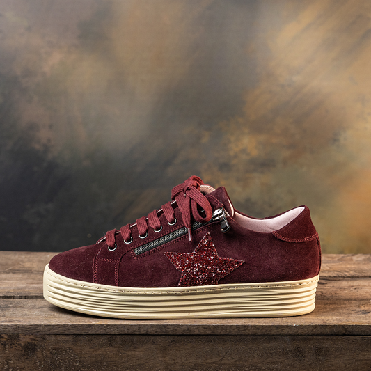 Hampton Star: Bordeau Suede & Glitter Shoes Sole Bliss