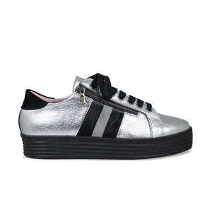 Harley Stripe: Silver Leather & Black Pony Shoes Sole Bliss