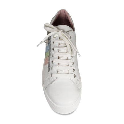 Hero-Stripe: White Leather & Multi Pastel Shoes Sole Bliss