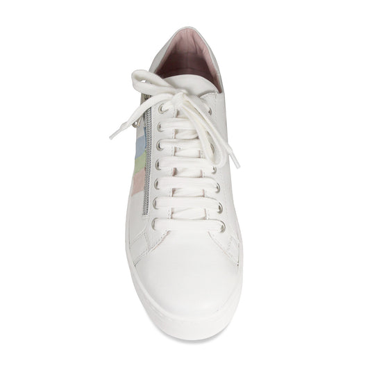 Hero-Stripe: White Leather & Multi Pastel Shoes Sole Bliss
