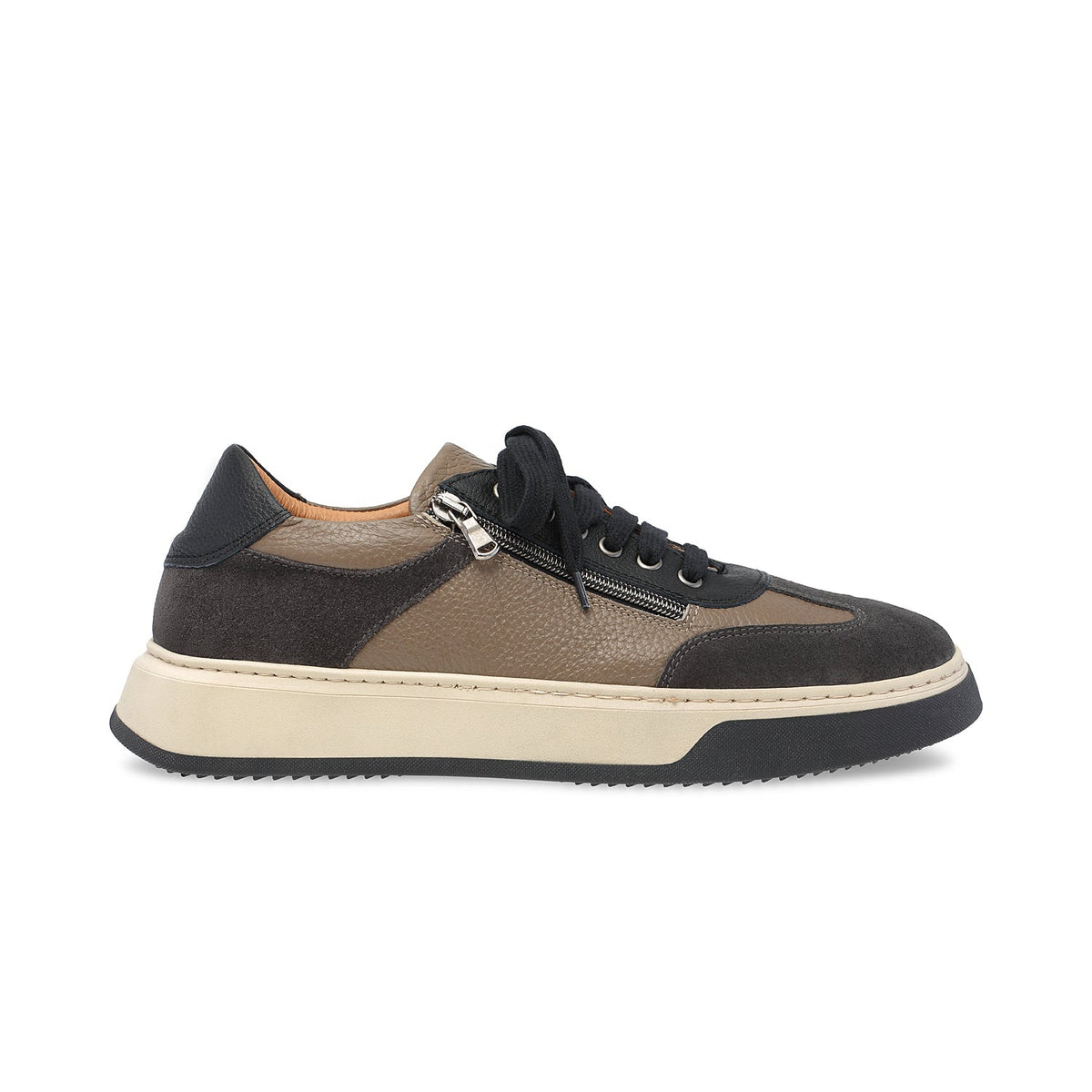 MEN'S Samson: Grey, Taupe & Black Leather Shoes Sole Bliss