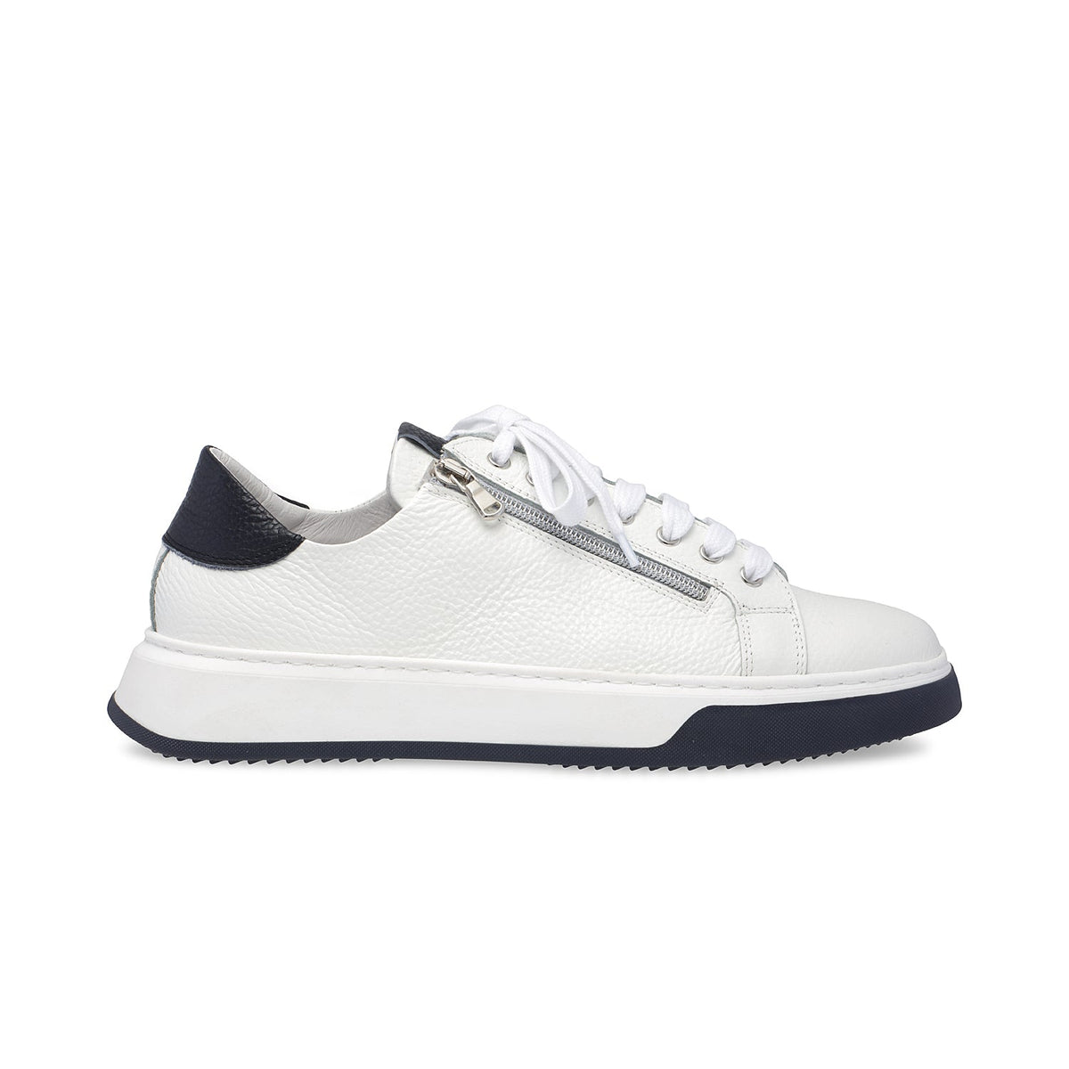 Statement: White Leather & Navy | Men's Trainers for Plantar Fasciitis Shoes Sole Bliss