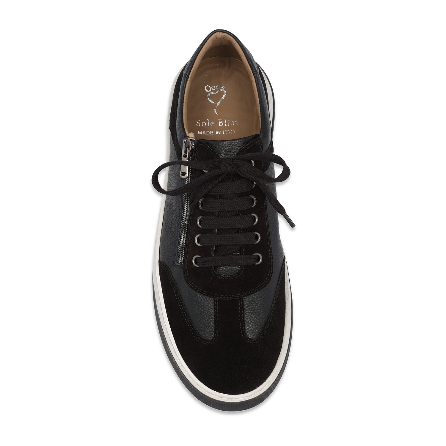 Samson: Black Leather & Suede | Men's Trainers for Plantar Fasciitis Shoes Sole Bliss