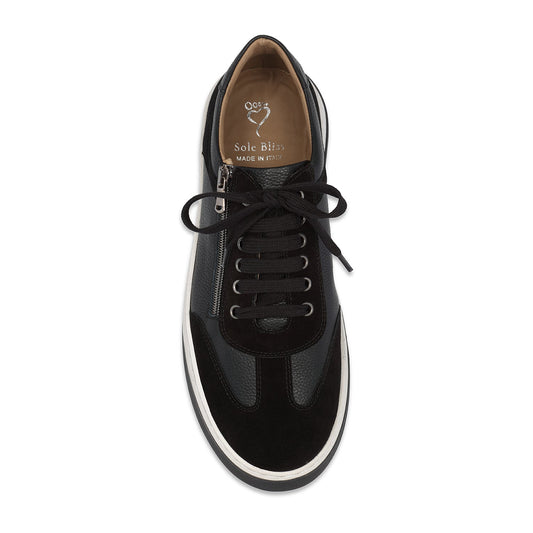 Samson: Black Leather & Suede | Men's Trainers for Plantar Fasciitis Shoes Sole Bliss