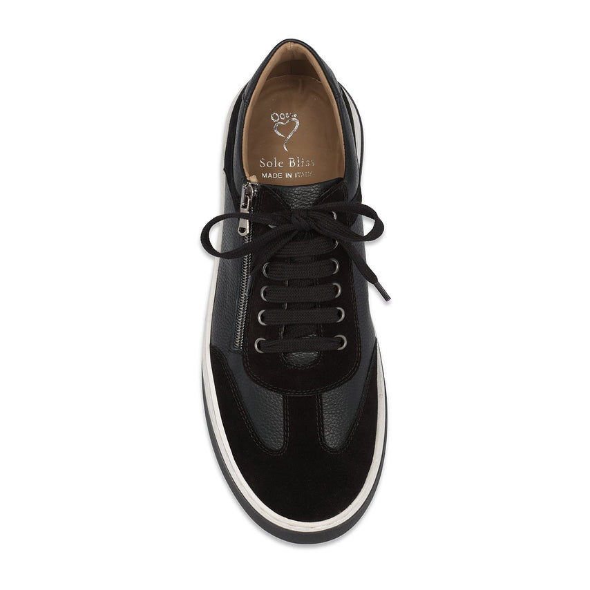 Samson: Black Leather & Suede | Men's Trainers for Plantar Fasciitis Shoes Sole Bliss