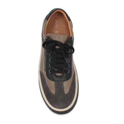 MEN'S Samson: Grey, Taupe & Black Leather Shoes Sole Bliss