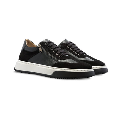 Samson: Black Leather & Suede | Men's Trainers for Plantar Fasciitis Shoes Sole Bliss