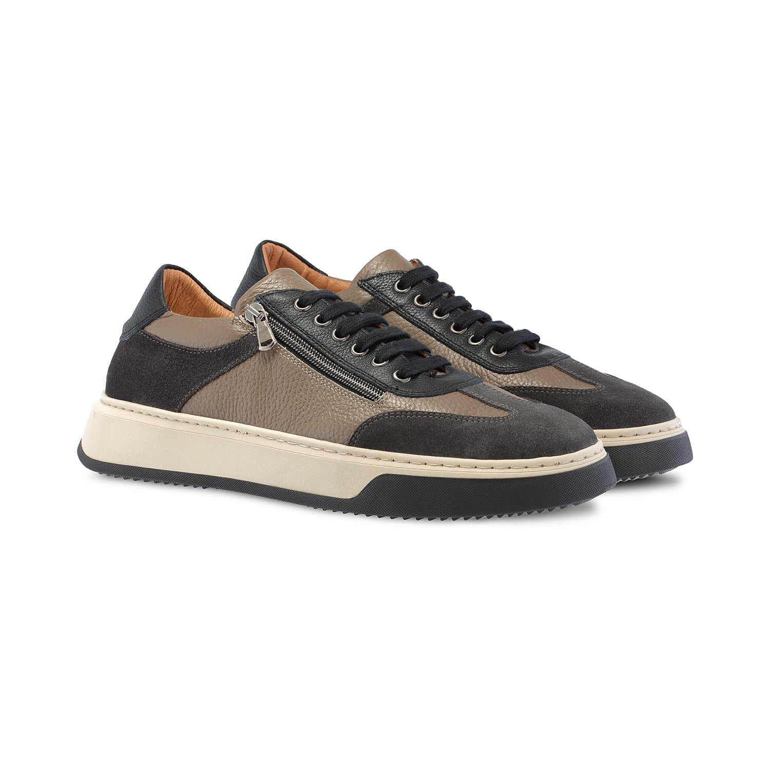 MEN'S Samson: Grey, Taupe & Black Leather Shoes Sole Bliss