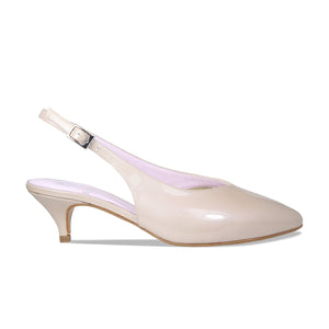 India: Pale Taupe Patent Leather Shoes Sole Bliss