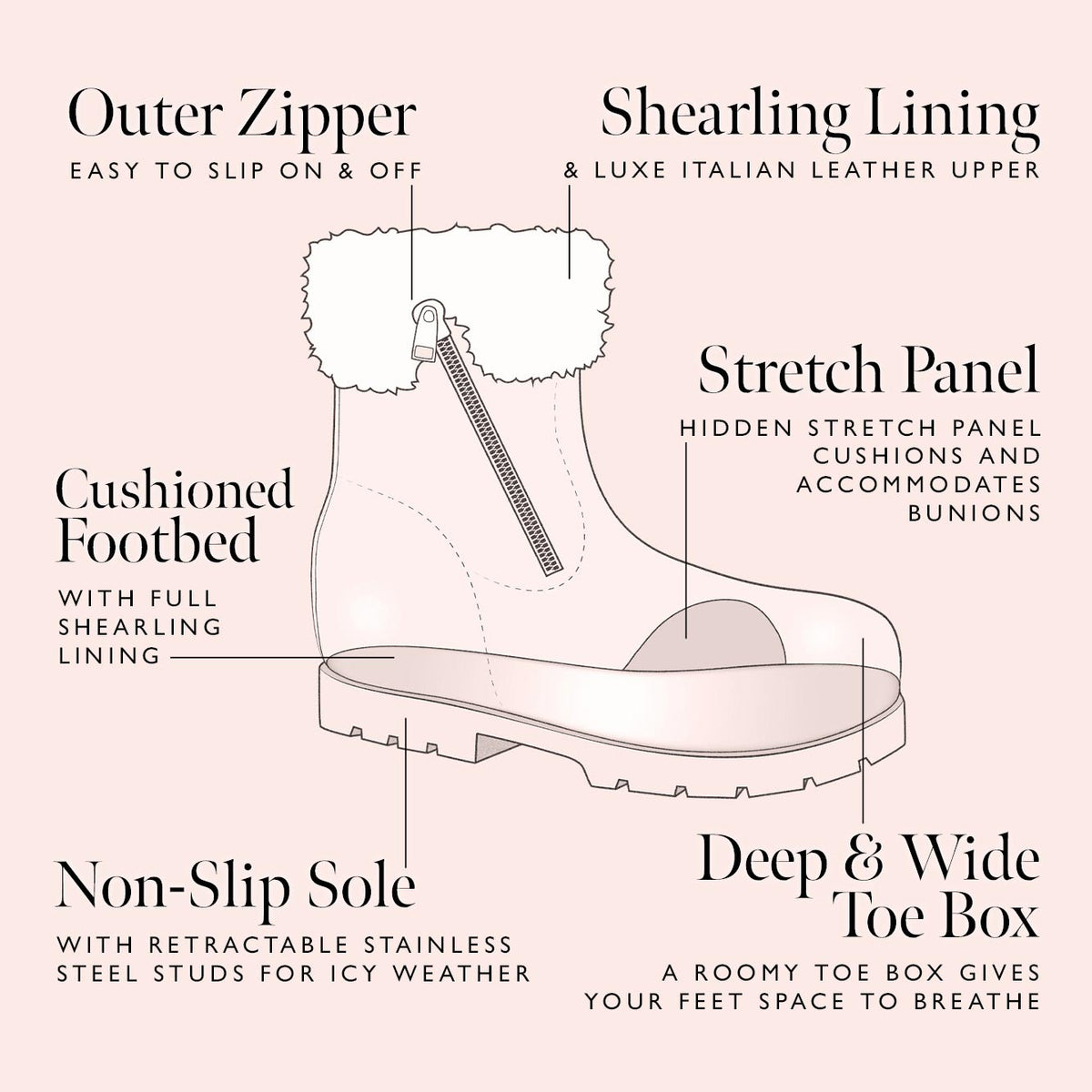 Wonder: Black Leather & Shearling Boots Sole Bliss