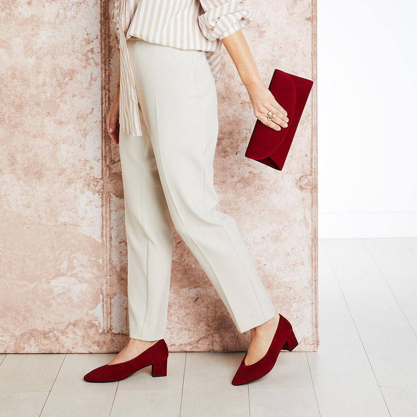 Ingrid: Cherry Red Suede Shoes Sole Bliss