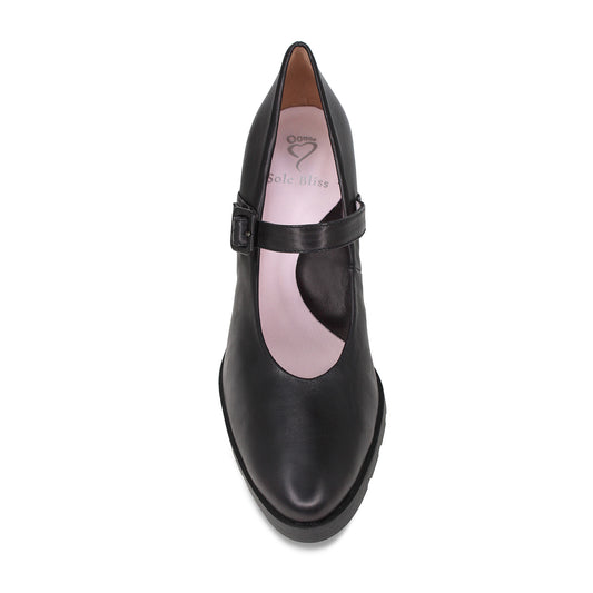 Maxine: Black Leather Shoes Sole Bliss