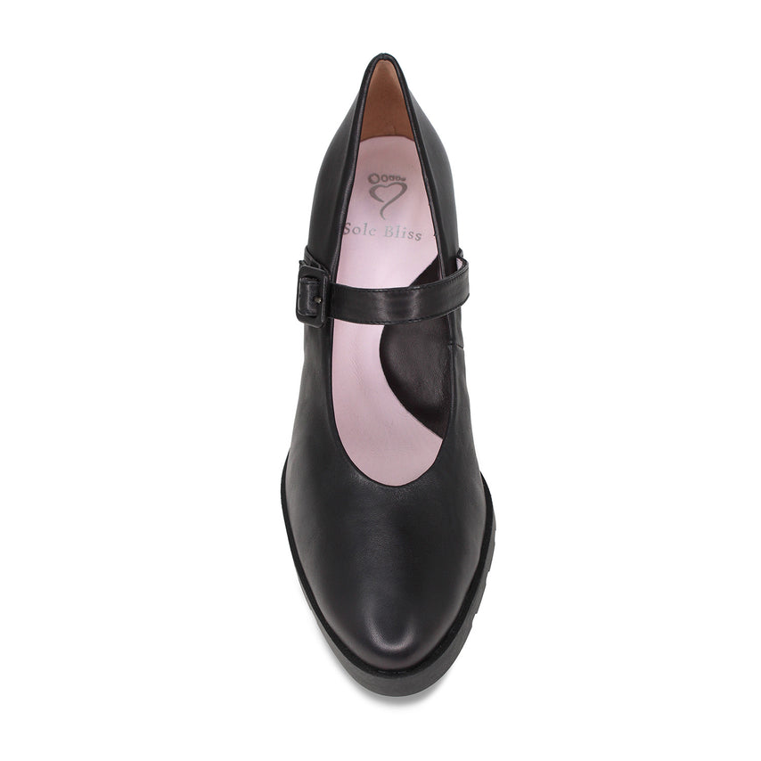 Maxine: Black Leather Shoes Sole Bliss