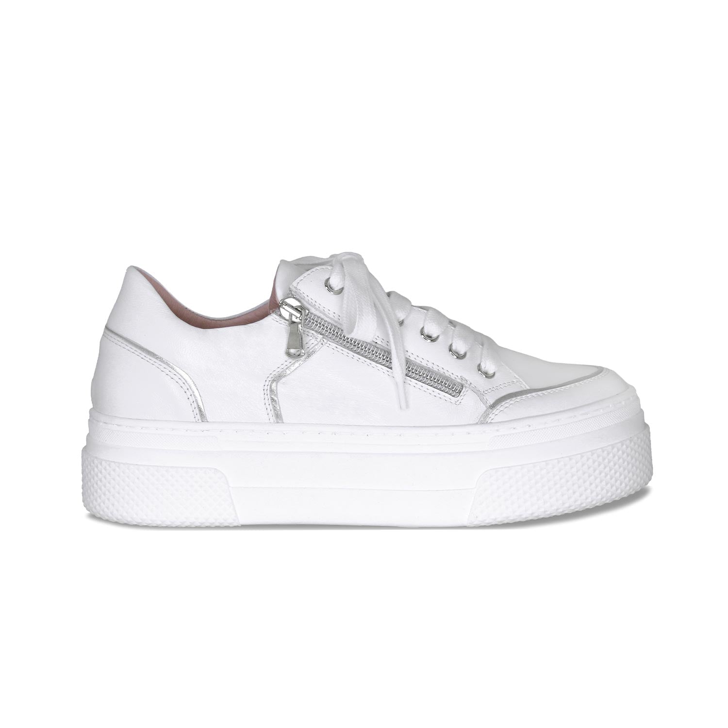 Jazz: White Leather & Silver Shoes Sole Bliss