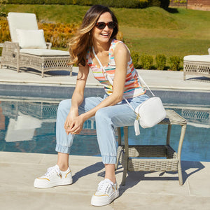 Jazz: White Leather & Sunflower Shoes Sole Bliss