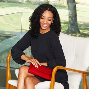 Jenna: Deep Red Patent Bags Sole Bliss