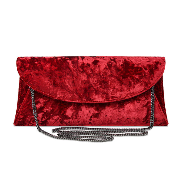 Jenna Cherry Red Velvet Envelope Clutch Bag Sole Bliss