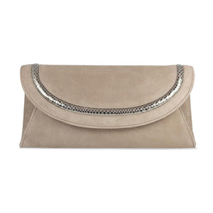 Jessie: Taupe Suede & Snake Print Leather Bags Sole Bliss