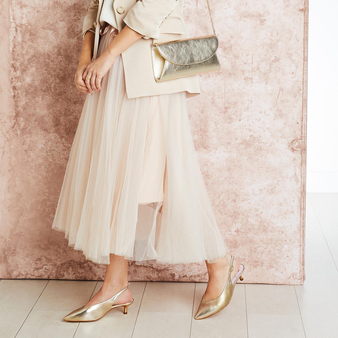 Kara: Gold Leather Shoes Sole Bliss