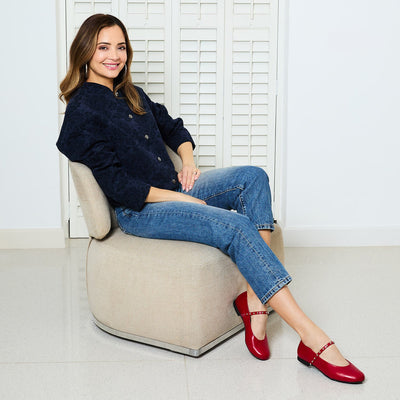 Layton: Red Leather Shoes Sole Bliss