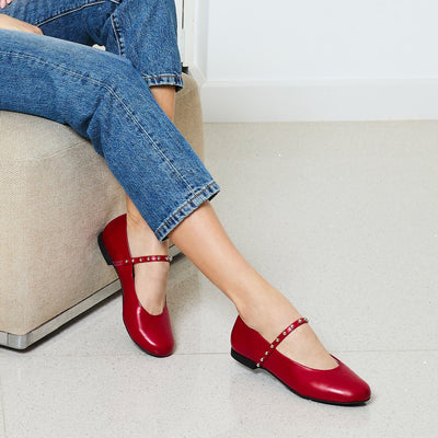 Layton: Red Leather Shoes Sole Bliss