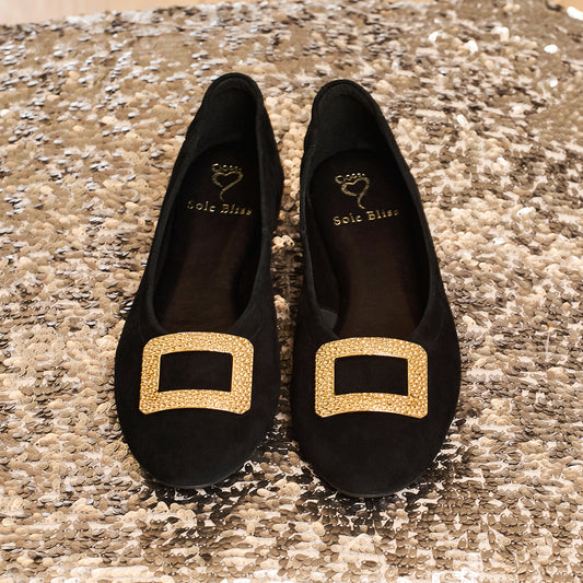 Lexi: Black Suede & Gold Shoes Sole Bliss