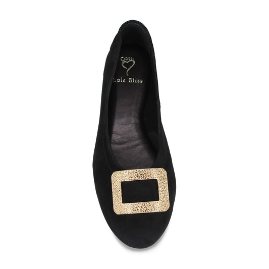 Lexi: Black Suede & Gold Shoes Sole Bliss