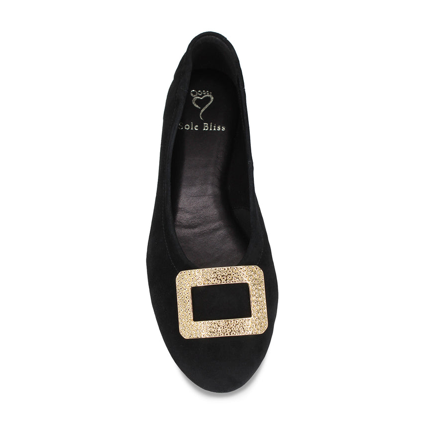 Lexi: Black Suede & Gold Shoes Sole Bliss