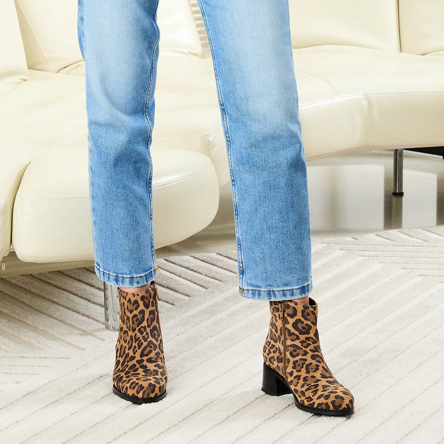 Zen: Luxe Leopard Suede - Heeled Ankle Boots For Bunions | Sole Bliss
